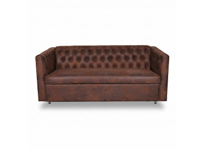 American style Chesterfield sofa couch leather upholstery brown three-seater