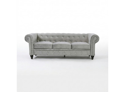 Gray Chesterfield 3-seater Luxury Living Room Couch Designer Sofa