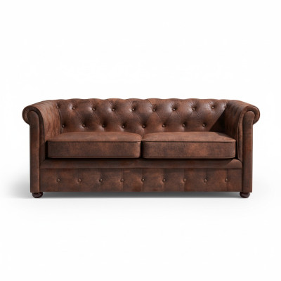 Luxurious Chesterfield sofa made of faux leather for the living room