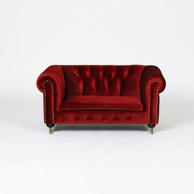 Red Baroque Sofa Couch - Chesterfield Fabric 2-Seater Leather Textile jvmoebel ® NEW