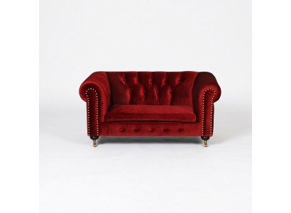 Red Baroque Sofa Couch - Chesterfield Fabric 2-Seater Leather Textile jvmoebel ® NEW