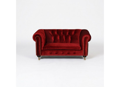 Red Baroque Sofa Couch - Chesterfield Fabric 2-Seater Leather Textile jvmoebel ® NEW
