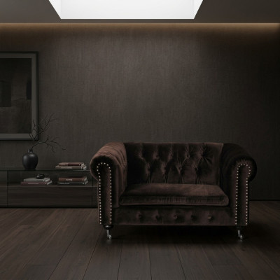 Black Baroque Sofa Couch - Chesterfield Fabric 2-Seater Leather Textile jvmoebel ®