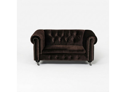Black Baroque Sofa Couch - Chesterfield Fabric 2-Seater Leather Textile jvmoebel ®