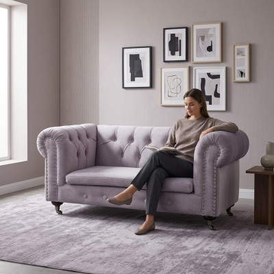 Chesterfield 2 Seat Classic Luxury Baroque Rococo Sofa Fabric Leather Couch