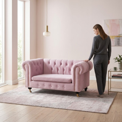 jvmoebel ® Leather Sofa Couch - Design Upholstered Three-Seater Couch Set Pink New