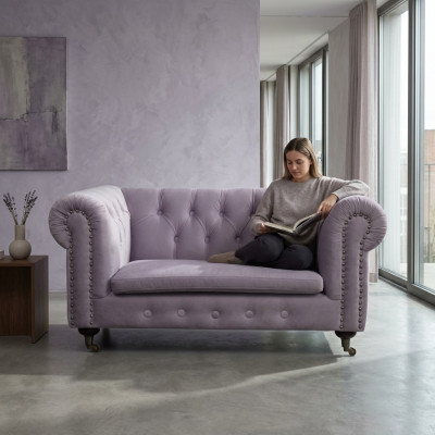 Chesterfield 2-seater classic luxury baroque rococo fabric leather sofa couch