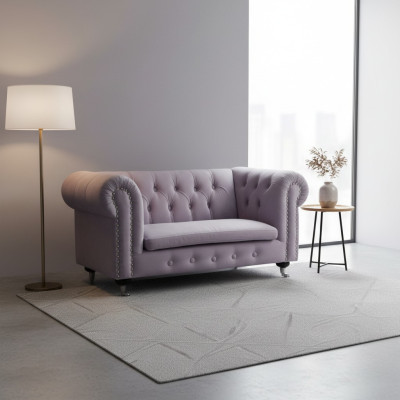 Chesterfield 2-seater classic luxury baroque rococo fabric leather sofa couch