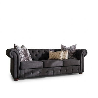 Leather Sofa Couch - Royal Gray Upholstered Three-Seater Couch Set New