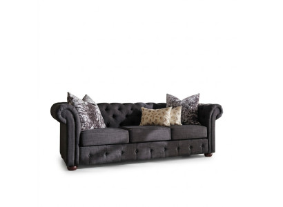 Leather Sofa Couch - Royal Gray Upholstered Three-Seater Couch Set New