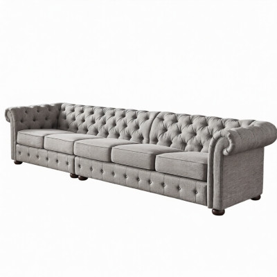 Chesterfield living room upholstery furniture sofa couch five-seater fabric