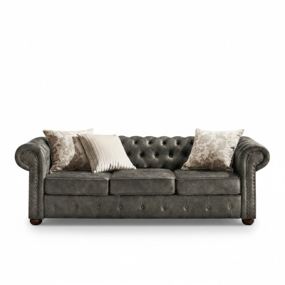 Chesterfield 3 Seater Classic Luxury Baroque Rococo Sofa Fabric Leather Couch New