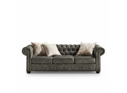 Chesterfield 3 Seater Classic Luxury Baroque Rococo Sofa Fabric Leather Couch New