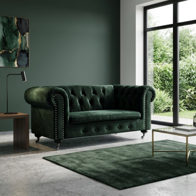 Chesterfield 2-seater classic luxury baroque rococo sofa textile leather couch new
