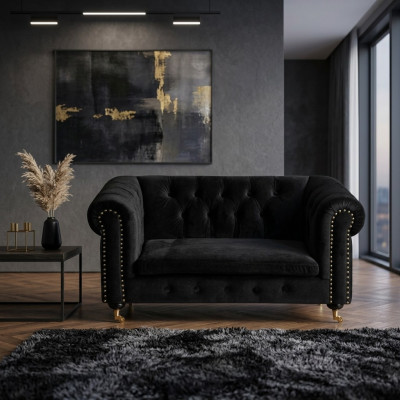 Chesterfield 2-seater classic luxury baroque rococo sofa textile leather couch