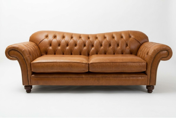 Brown Chesterfield Three-Seater Luxury Living Room Couch