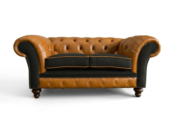 jvmoebel ® Leather Sofa Couch - Designer Upholstered Two-Seater Couch Set Brown