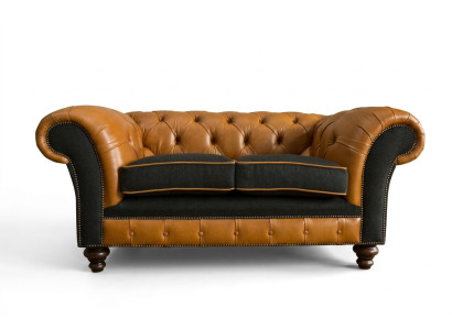 jvmoebel ® Leather Sofa Couch - Designer Upholstered Two-Seater Couch Set Brown