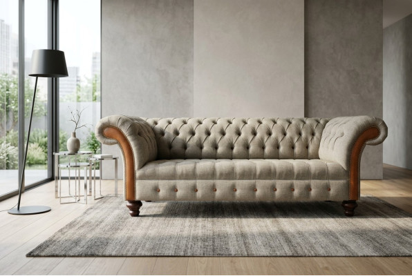 Chesterfield 3 Seater Classic Luxury Baroque Rococo Couch Sofa Textile Couch