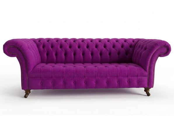 Chesterfield 3-Seater Classic Luxury Purple Pink Rose Sofa Couch Textile Couch