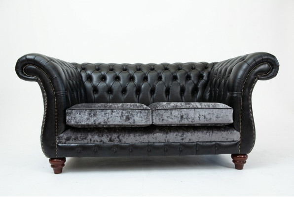Chesterfield 2-seater Classic Luxury Baroque Rococo Couch Sofa Leather Couch New