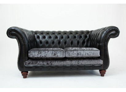 Chesterfield 2-seater Classic Luxury Baroque Rococo Couch Sofa Leather Couch New