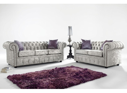 Chesterfield Sofa Set 3+2 Seater Classic Baroque Rococo Sofa Textile Leather