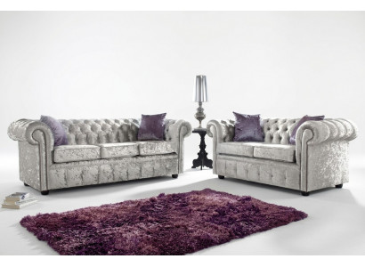 Chesterfield Sofa Set 3+2 Seater Classic Baroque Rococo Sofa Textile Leather
