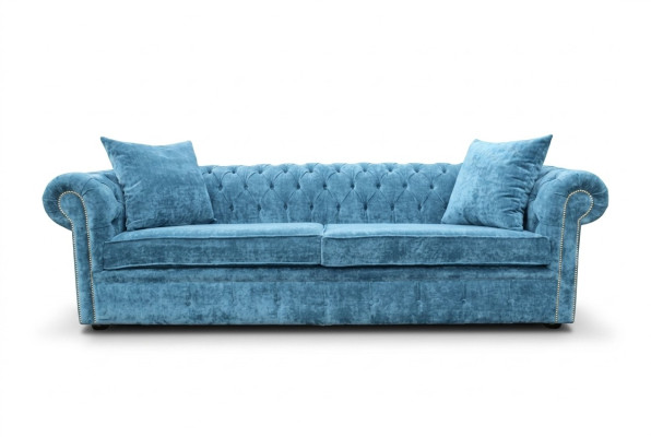 Classic Living Room Sofa - Blue Chesterfield Fabric Couch 3 Seater jvmoebel®