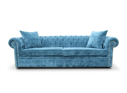 Classic Living Room Sofa - Blue Chesterfield Fabric Couch 3 Seater jvmoebel®