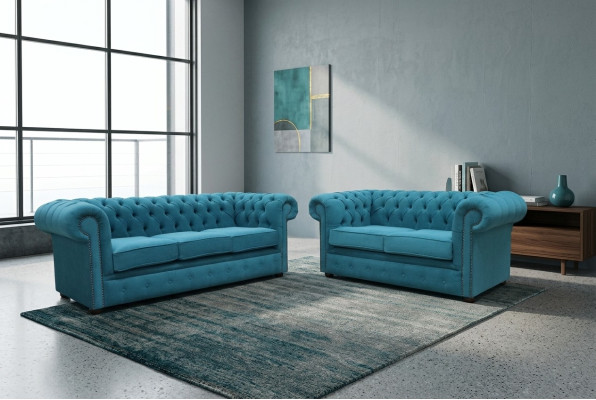 Sofa set 3+2 seater classic luxury sofa couch Chesterfield textile leather