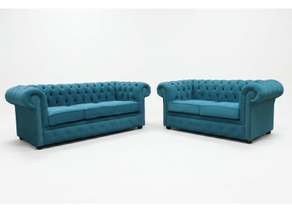 Sofa set 3+2 seater classic luxury sofa couch Chesterfield textile leather