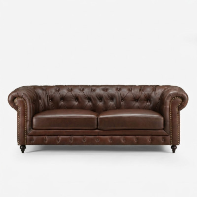 Chesterfield 3-Seater Classic Luxury Baroque Rococo Sofa Textile Leather Couch New