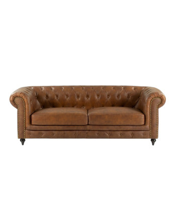 jvmoebel ® - Leather Sofa Couch - Brown Armchair Upholstery Three-Seater Couch Set