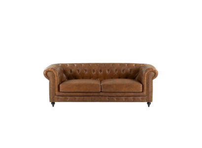 jvmoebel ® - Leather Sofa Couch - Brown Armchair Upholstery Three-Seater Couch Set