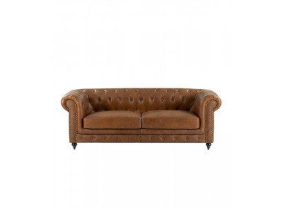 jvmoebel ® - Leather Sofa Couch - Brown Armchair Upholstery Three-Seater Couch Set