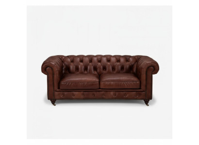 Chesterfield 2 Seater Classic Luxury Baroque Rococo Sofa Brown Leather Couch New