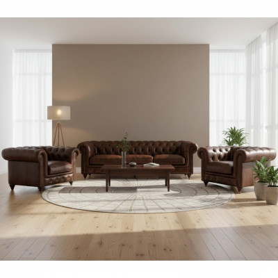 Sofa set 3+1 seater couch upholstery seat Chesterfield couches fabric leather new