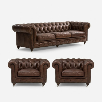 Sofa set 3+1 seater couch upholstery seat Chesterfield couches fabric leather new