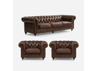 Sofa set 3+1 seater couch upholstery seat Chesterfield couches fabric leather new