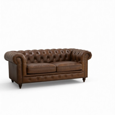 jvmoebel ® Leather Sofa Couch - Design Upholstery Two-Seater Couch Suite Brown
