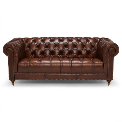 Classic Leather Couch - Brown Chesterfield Fabric Sofa 3 Seater New jvmoebel ®