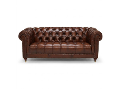 Classic Leather Couch - Brown Chesterfield Fabric Sofa 3 Seater New jvmoebel ®