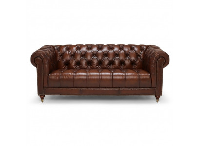 Classic Leather Couch - Brown Chesterfield Fabric Sofa 3 Seater New jvmoebel ®