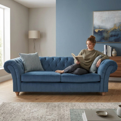 jvmoebel ® Leather Sofa Couch - Designer Upholstery Two-Seater Couch Suite Blue New