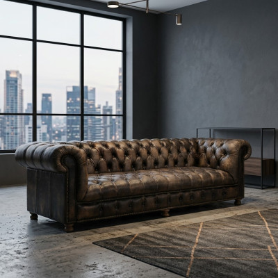 Classic Chesterfield Sofa Black English Living Room Sofas