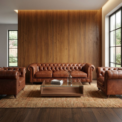 Sofa set 3+1+1 seaters classic luxury Chesterfield sofa leather