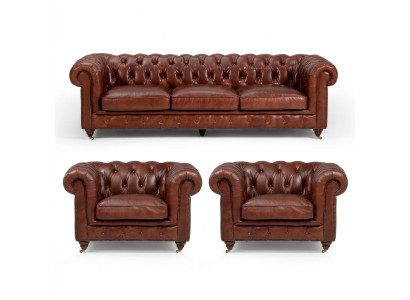 Sofa set 3+1+1 seaters classic luxury Chesterfield sofa leather