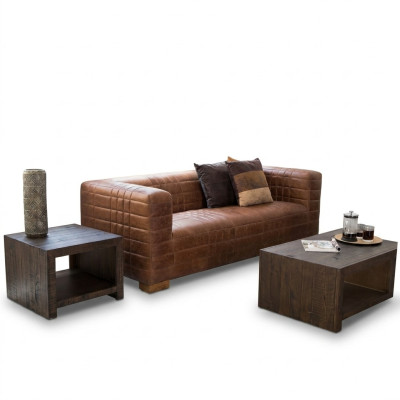 Chesterfield 3 Seater Luxury Grid Sofa Textile Leather Couch Designer Sofas New