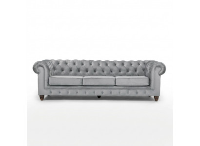 Chesterfield 5-seater classic luxury sofa textile leather couch silver couches
